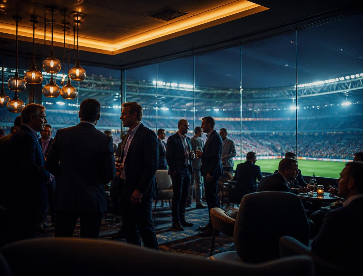 Sponsorlounge på et stadion før kampstart